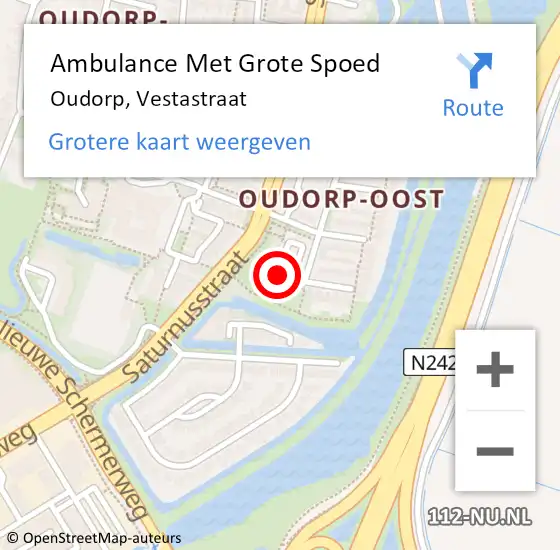 Locatie op kaart van de 112 melding: Ambulance Met Grote Spoed Naar Oudorp, Vestastraat op 25 augustus 2019 15:36