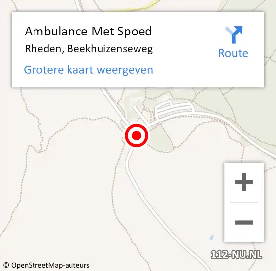 Locatie op kaart van de 112 melding: Ambulance Met Spoed Naar Rheden, Beekhuizenseweg op 25 augustus 2019 15:48