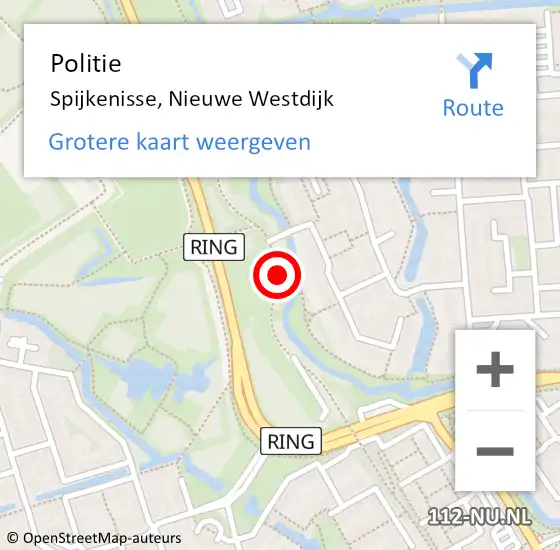 Locatie op kaart van de 112 melding: Politie Spijkenisse, Nieuwe Westdijk op 25 augustus 2019 15:50
