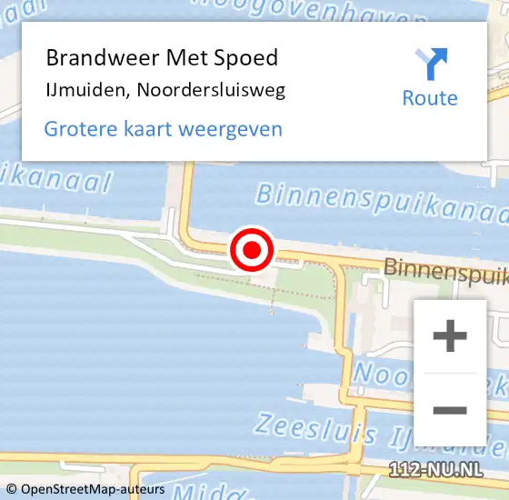 Locatie op kaart van de 112 melding: Brandweer Met Spoed Naar IJmuiden, Noordersluisweg op 25 augustus 2019 16:40