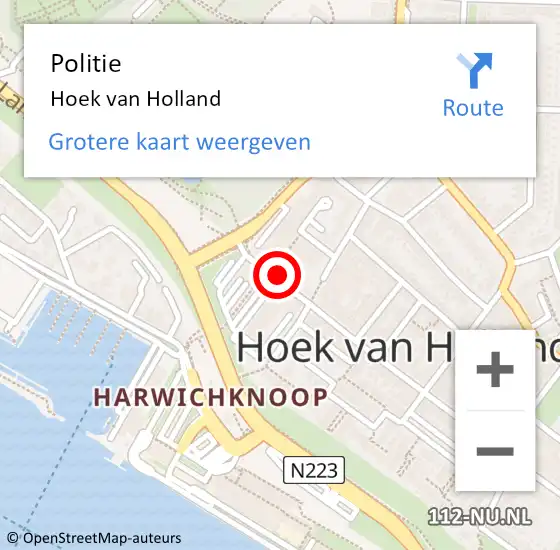 Locatie op kaart van de 112 melding: Politie Hoek van Holland op 25 augustus 2019 19:28