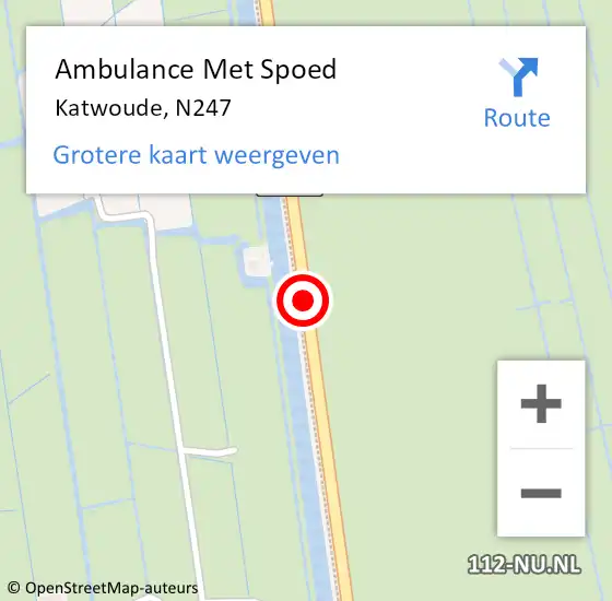 Locatie op kaart van de 112 melding: Ambulance Met Spoed Naar Katwoude, N247 op 25 augustus 2019 19:41