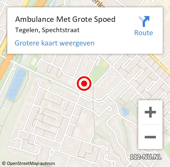 Locatie op kaart van de 112 melding: Ambulance Met Grote Spoed Naar Tegelen, Spechtstraat op 25 augustus 2019 22:00