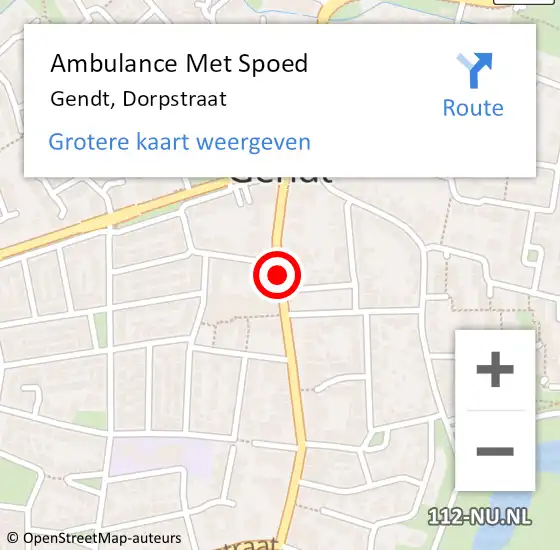 Locatie op kaart van de 112 melding: Ambulance Met Spoed Naar Gendt, Dorpstraat op 25 augustus 2019 22:22
