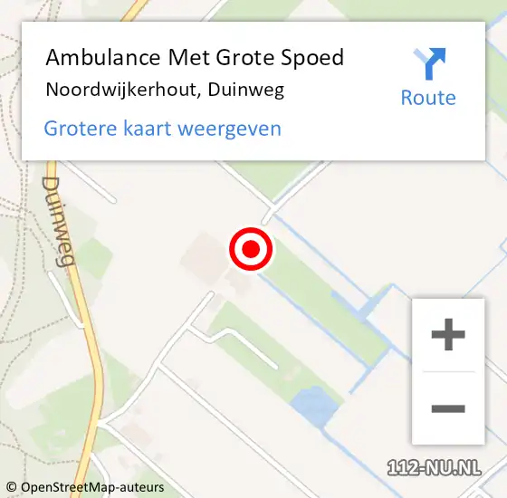 Locatie op kaart van de 112 melding: Ambulance Met Grote Spoed Naar Noordwijkerhout, Duinweg op 26 augustus 2019 01:56