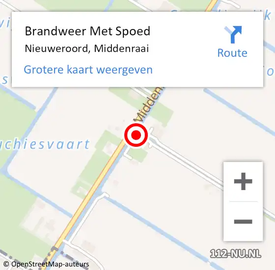 Locatie op kaart van de 112 melding: Brandweer Met Spoed Naar Nieuweroord, Middenraai op 26 augustus 2019 07:03