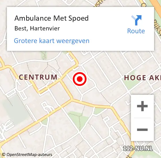 Locatie op kaart van de 112 melding: Ambulance Met Spoed Naar Best, Hartenvier op 26 augustus 2019 10:49