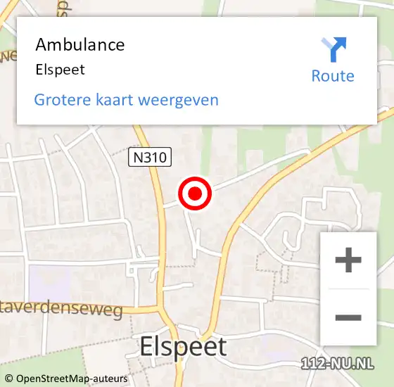 Locatie op kaart van de 112 melding: Ambulance Elspeet op 26 augustus 2019 10:58