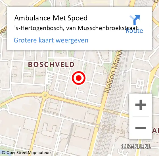 Locatie op kaart van de 112 melding: Ambulance Met Spoed Naar 's-Hertogenbosch, van Musschenbroekstraat op 26 augustus 2019 11:42