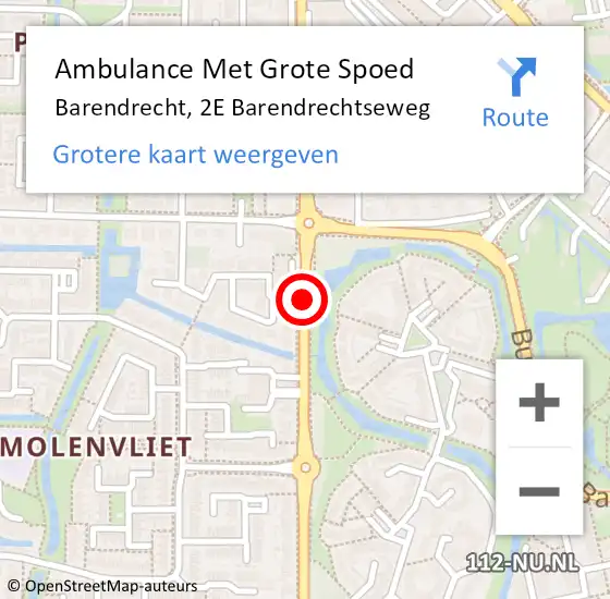 Locatie op kaart van de 112 melding: Ambulance Met Grote Spoed Naar Barendrecht, 2E Barendrechtseweg op 26 augustus 2019 13:22