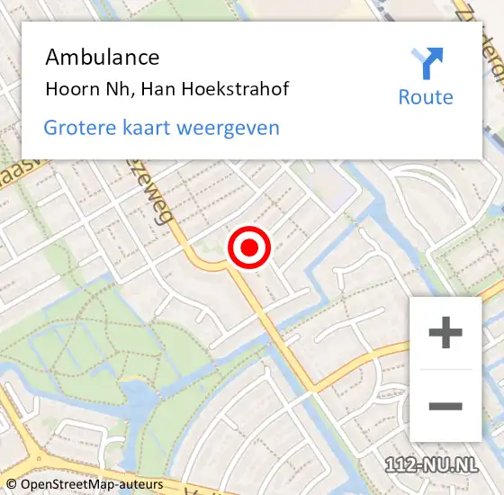 Locatie op kaart van de 112 melding: Ambulance Hoorn Nh, Han Hoekstrahof op 26 augustus 2019 14:25