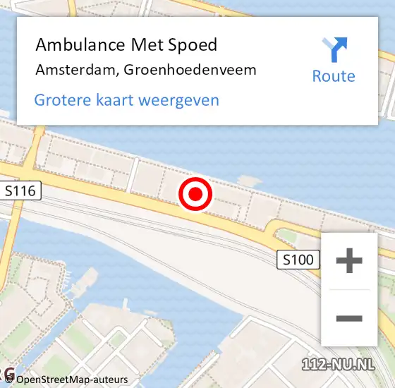 Locatie op kaart van de 112 melding: Ambulance Met Spoed Naar Amsterdam, Groenhoedenveem op 26 augustus 2019 16:29