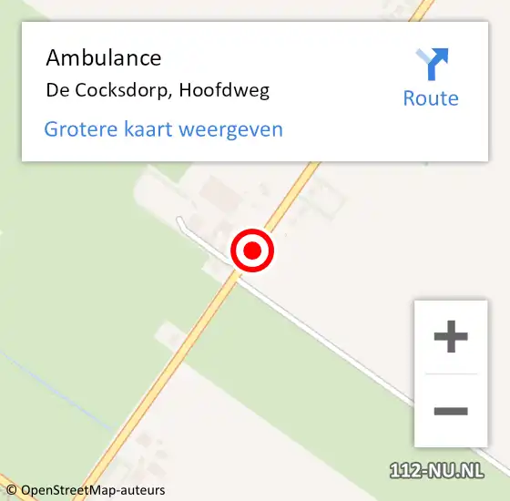 Locatie op kaart van de 112 melding: Ambulance De Cocksdorp, Hoofdweg op 26 augustus 2019 16:41