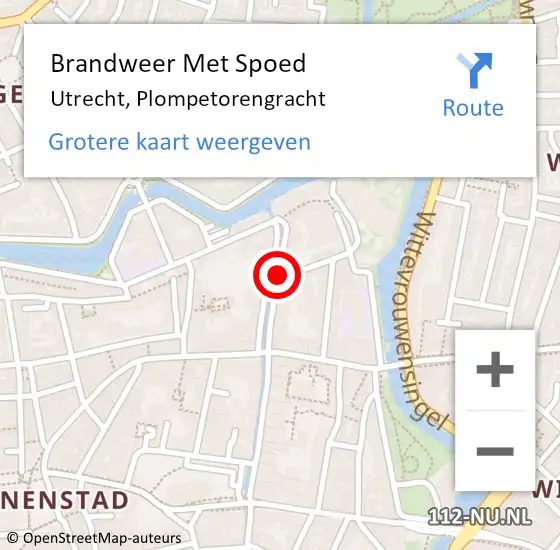 Locatie op kaart van de 112 melding: Brandweer Met Spoed Naar Utrecht, Plompetorengracht op 26 augustus 2019 16:45