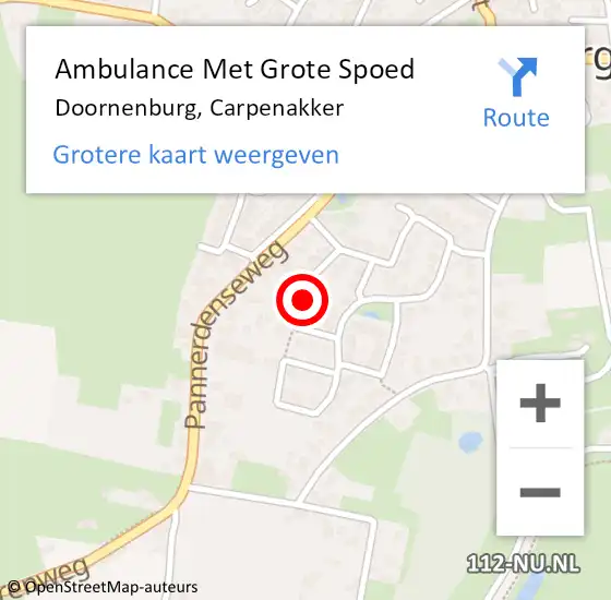 Locatie op kaart van de 112 melding: Ambulance Met Grote Spoed Naar Doornenburg, Carpenakker op 26 augustus 2019 17:44