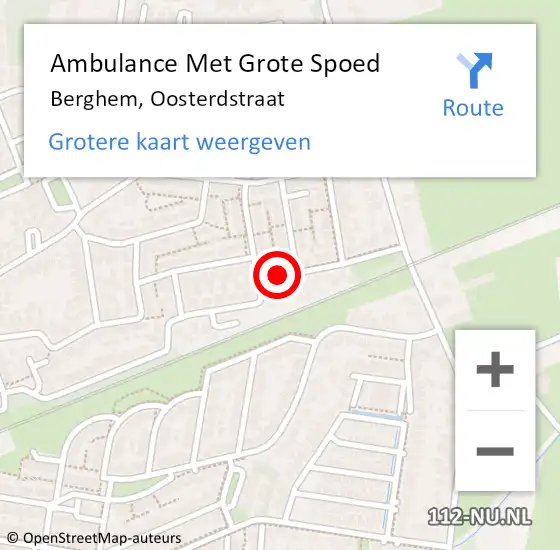 Locatie op kaart van de 112 melding: Ambulance Met Grote Spoed Naar Berghem, Oosterdstraat op 26 augustus 2019 23:01