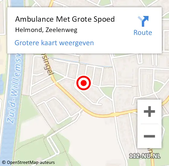 Locatie op kaart van de 112 melding: Ambulance Met Grote Spoed Naar Helmond, Zeelenweg op 27 augustus 2019 00:32