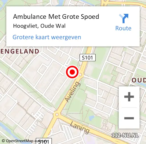 Locatie op kaart van de 112 melding: Ambulance Met Grote Spoed Naar Hoogvliet, Oude Wal op 27 augustus 2019 07:41