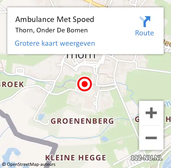Locatie op kaart van de 112 melding: Ambulance Met Spoed Naar Thorn, Onder De Bomen op 27 augustus 2019 08:58