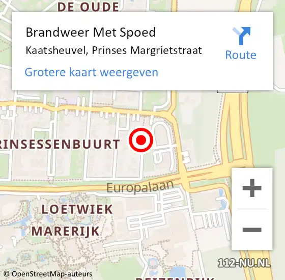 Locatie op kaart van de 112 melding: Brandweer Met Spoed Naar Kaatsheuvel, Prinses Margrietstraat op 27 augustus 2019 11:55