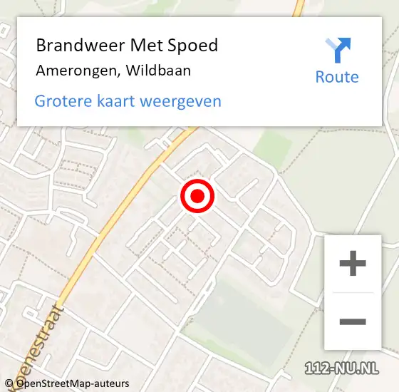 Locatie op kaart van de 112 melding: Brandweer Met Spoed Naar Amerongen, Wildbaan op 27 augustus 2019 14:09