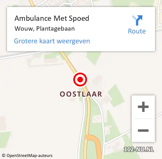 Locatie op kaart van de 112 melding: Ambulance Met Spoed Naar Wouw, Plantagebaan op 27 augustus 2019 14:11