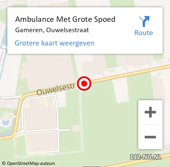Locatie op kaart van de 112 melding: Ambulance Met Grote Spoed Naar Gameren, Ouwelsestraat op 27 augustus 2019 16:31