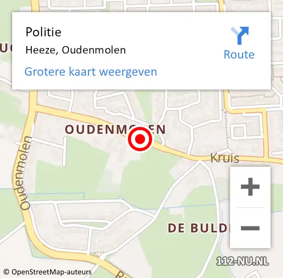 Locatie op kaart van de 112 melding: Politie Heeze, Oudenmolen op 27 augustus 2019 16:45