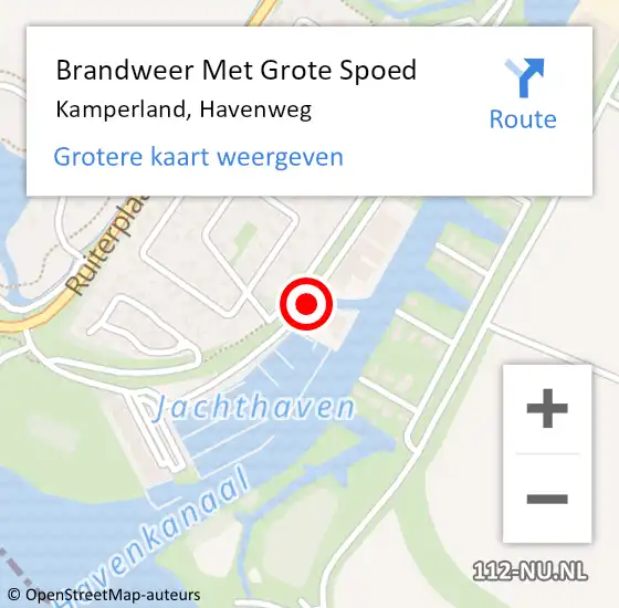 Locatie op kaart van de 112 melding: Brandweer Met Grote Spoed Naar Kamperland, Havenweg op 27 augustus 2019 16:51