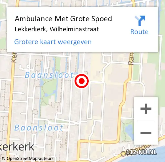 Locatie op kaart van de 112 melding: Ambulance Met Grote Spoed Naar Lekkerkerk, Wilhelminastraat op 27 augustus 2019 17:24