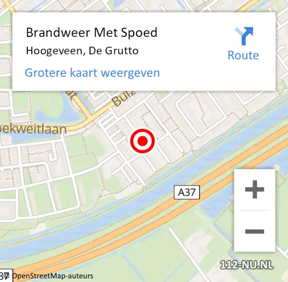 Locatie op kaart van de 112 melding: Brandweer Met Spoed Naar Hoogeveen, De Grutto op 27 augustus 2019 17:32