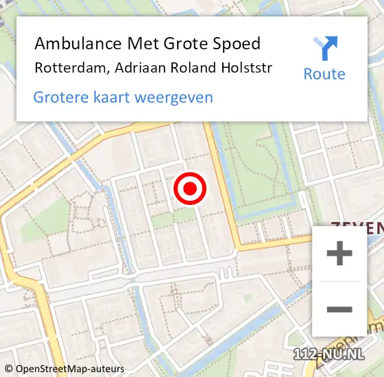Locatie op kaart van de 112 melding: Ambulance Met Grote Spoed Naar Rotterdam, Adriaan Roland Holststr op 27 augustus 2019 17:39