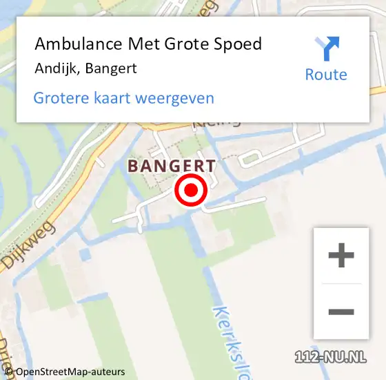 Locatie op kaart van de 112 melding: Ambulance Met Grote Spoed Naar Andijk, Bangert op 27 augustus 2019 18:01