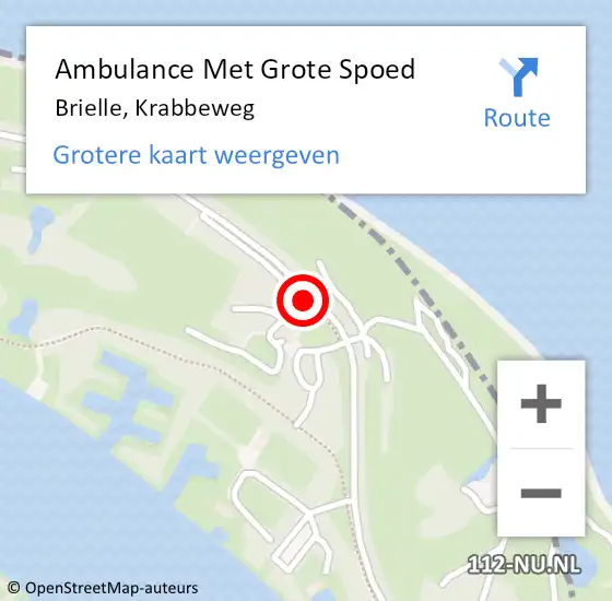 Locatie op kaart van de 112 melding: Ambulance Met Grote Spoed Naar Brielle, Krabbeweg op 27 augustus 2019 18:30