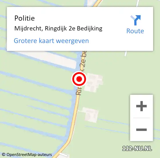 Locatie op kaart van de 112 melding: Politie Mijdrecht, Ringdijk 2e Bedijking op 27 augustus 2019 20:20