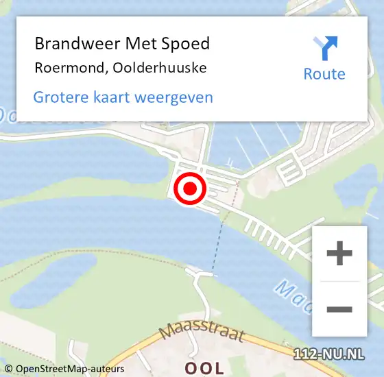 Locatie op kaart van de 112 melding: Brandweer Met Spoed Naar Roermond, Oolderhuuske op 27 augustus 2019 21:18