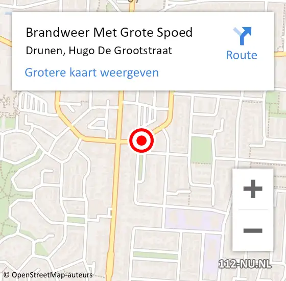 Locatie op kaart van de 112 melding: Brandweer Met Grote Spoed Naar Drunen, Hugo De Grootstraat op 28 augustus 2019 00:11