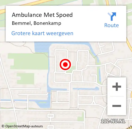 Locatie op kaart van de 112 melding: Ambulance Met Spoed Naar Bemmel, Bonenkamp op 28 augustus 2019 07:16