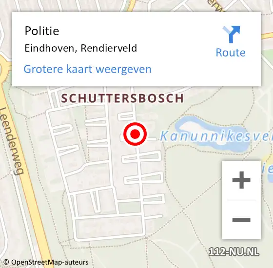 Locatie op kaart van de 112 melding: Politie Eindhoven, Rendierveld op 28 augustus 2019 07:47