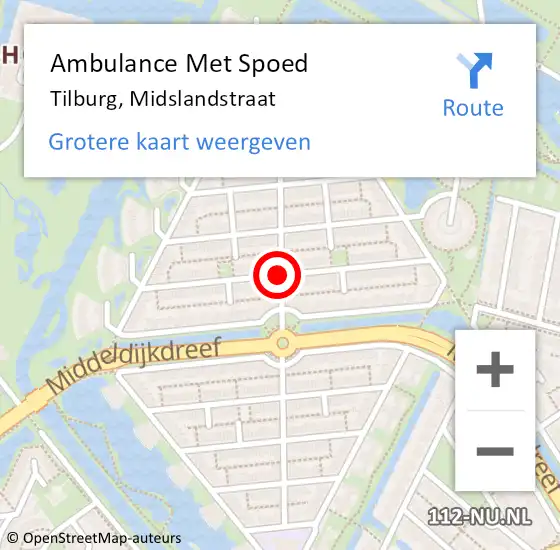 Locatie op kaart van de 112 melding: Ambulance Met Spoed Naar Tilburg, Midslandstraat op 28 augustus 2019 12:34