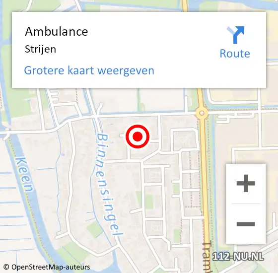 Locatie op kaart van de 112 melding: Ambulance Strijen op 28 augustus 2019 12:57
