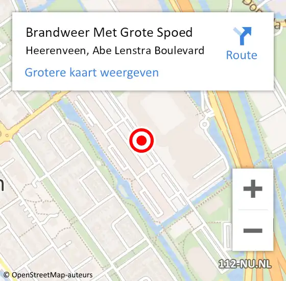 Locatie op kaart van de 112 melding: Brandweer Met Grote Spoed Naar Heerenveen, Abe Lenstra Boulevard op 28 augustus 2019 13:44