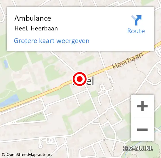 Locatie op kaart van de 112 melding: Ambulance Heel, Heerbaan op 28 augustus 2019 15:39