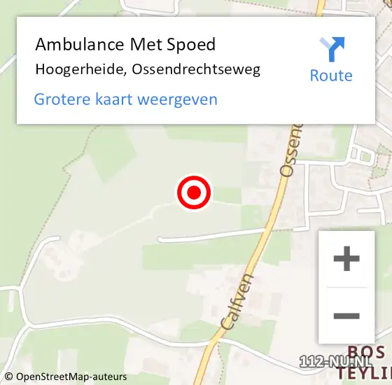 Locatie op kaart van de 112 melding: Ambulance Met Spoed Naar Hoogerheide, Ossendrechtseweg op 28 augustus 2019 16:30