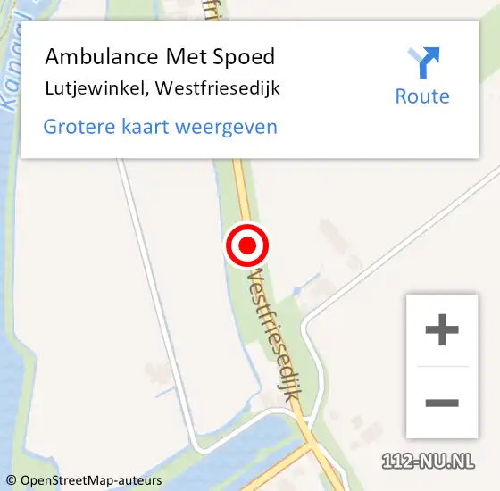 Locatie op kaart van de 112 melding: Ambulance Met Spoed Naar Lutjewinkel, Westfriesedijk op 28 augustus 2019 16:48