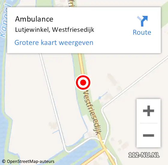 Locatie op kaart van de 112 melding: Ambulance Lutjewinkel, Westfriesedijk op 28 augustus 2019 16:50
