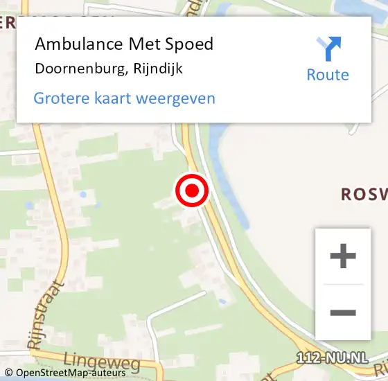 Locatie op kaart van de 112 melding: Ambulance Met Spoed Naar Doornenburg, Rijndijk op 28 augustus 2019 18:44