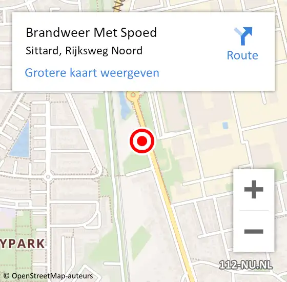 Locatie op kaart van de 112 melding: Brandweer Met Spoed Naar Sittard, Rijksweg Noord op 28 augustus 2019 21:15