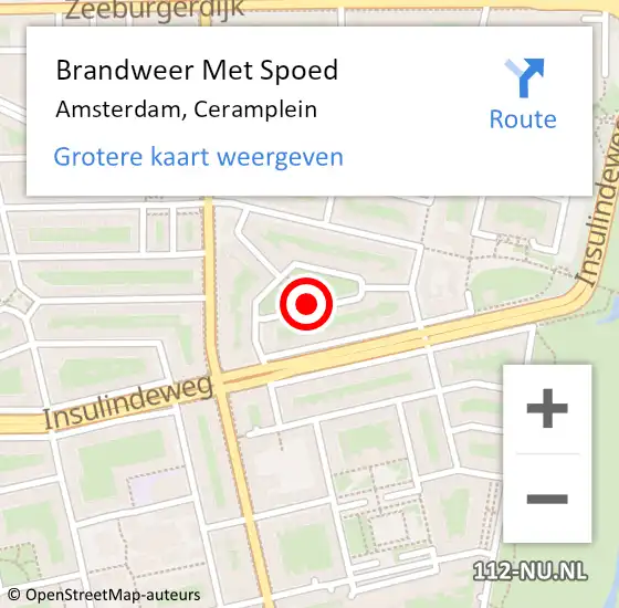 Locatie op kaart van de 112 melding: Brandweer Met Spoed Naar Amsterdam, Ceramplein op 29 augustus 2019 03:09