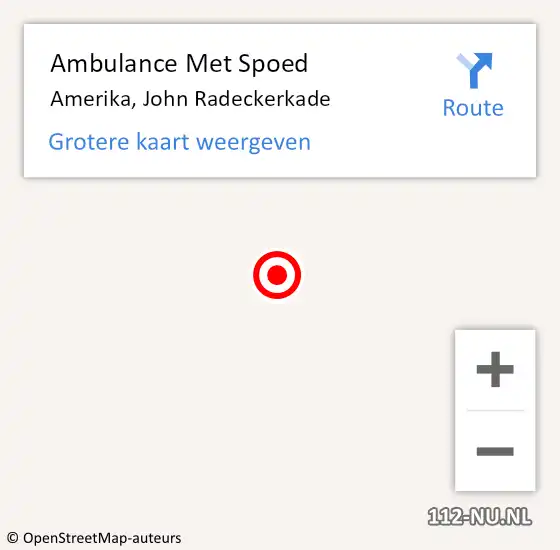Locatie op kaart van de 112 melding: Ambulance Met Spoed Naar Amerika, John Radeckerkade op 29 augustus 2019 12:05